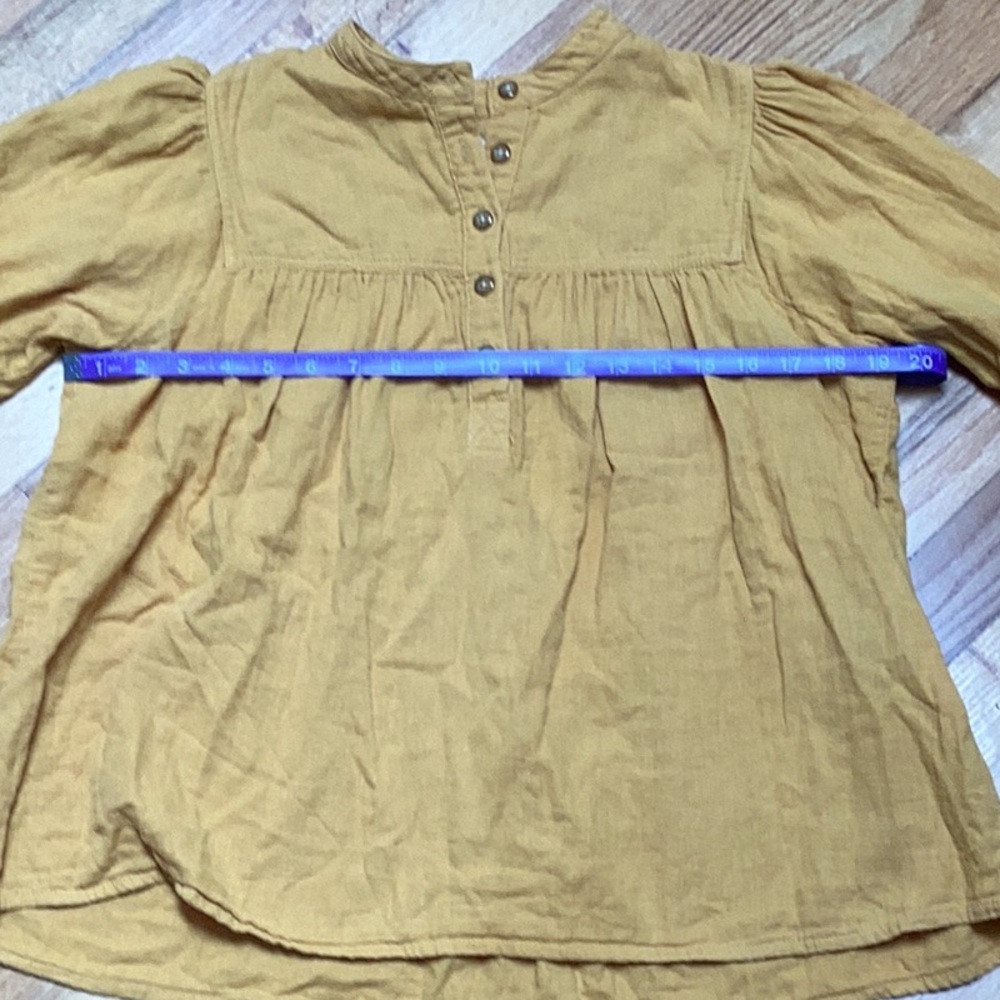 Loup Grace Cotton Button Front Top in Canary Size large - Picture 10 of 11